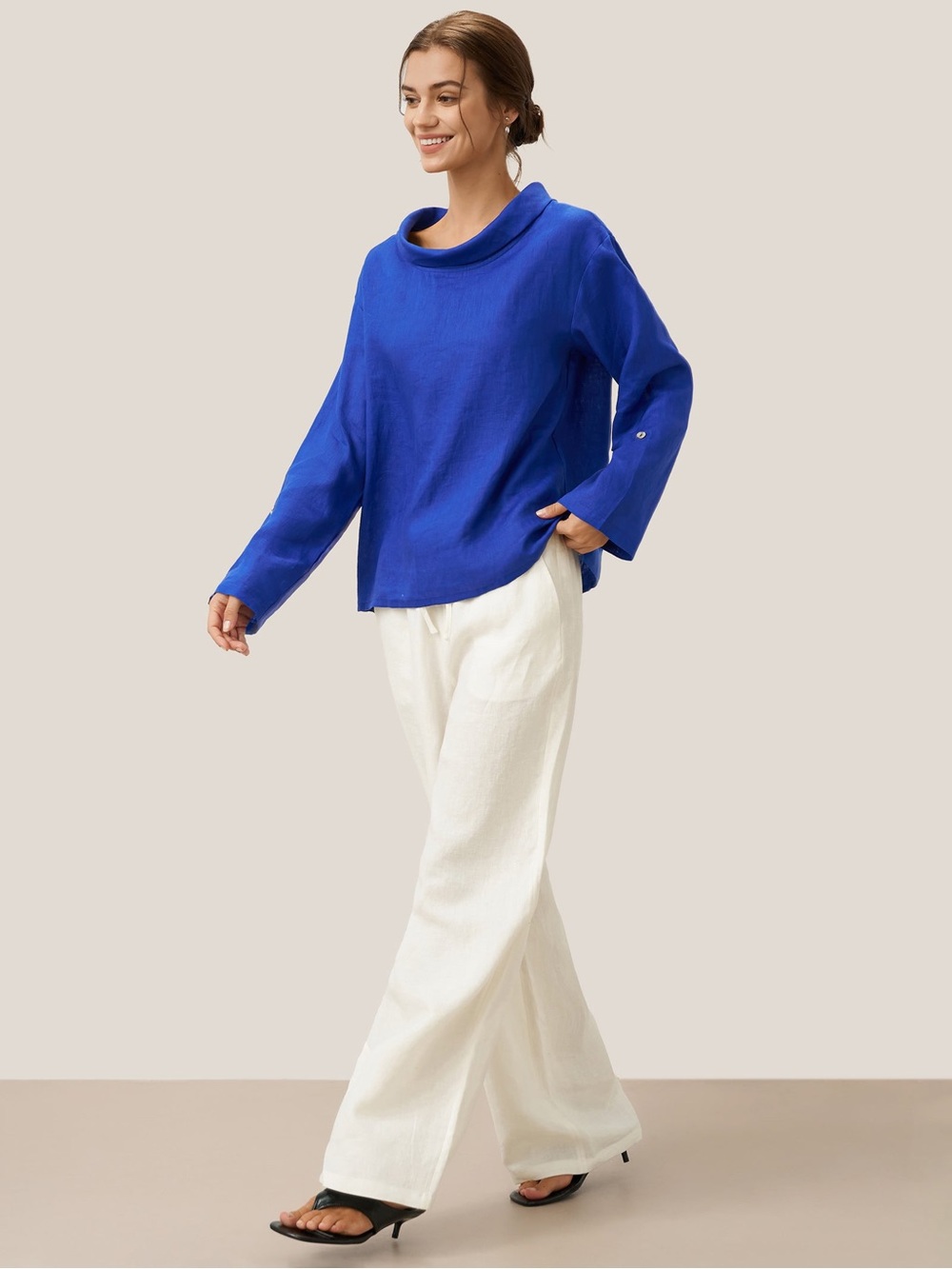 Cool-Touch Natural Linen Lintico
100% Linen Draped Neck Top HOLLIS - Picture 6 of 12